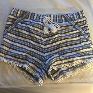 Blue striped pull on shorts